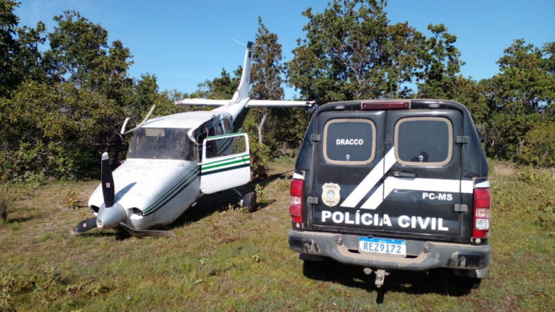 Polícia apreende avião do tráfico no Pantanal sul-mato-grossense