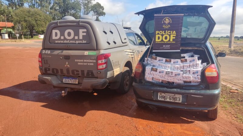 Carro abarrotado de cigarro do Paraguai é apreendido na área rural de Ponta Porã