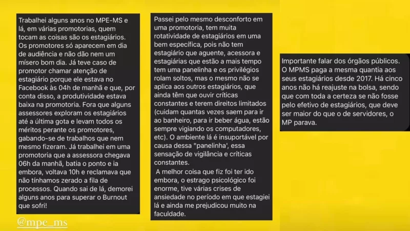 Estagiários denunciam Ministério Público de Mato Grosso do Sul por ‘exploração’ e assédio