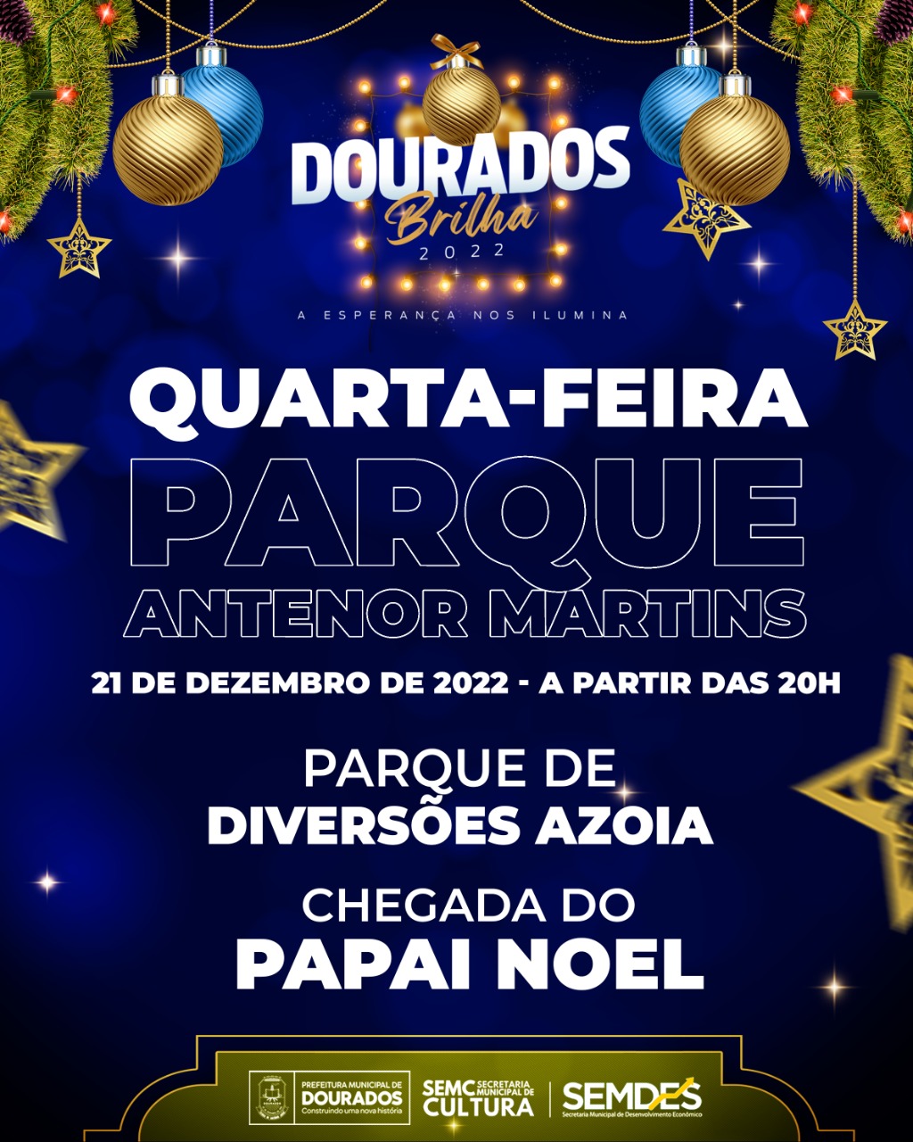 Papai Noel chega ao Parque de Diversões Azoia nesta quarta-feira