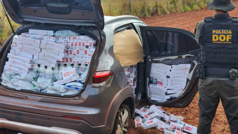 DOF apreende carro abarrotado com cigarros e defensivos agrícolas