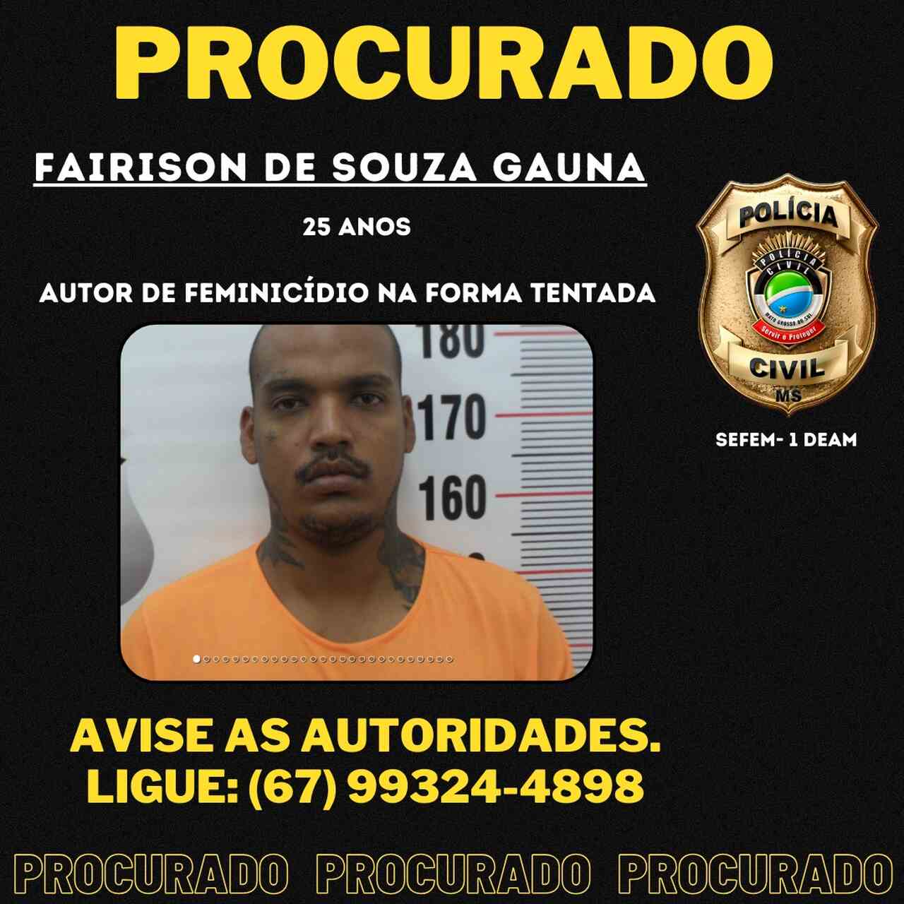 Procurado: Polícia faz buscas por ex-marido que tentou matar com tiros mulher em Campo Grande 