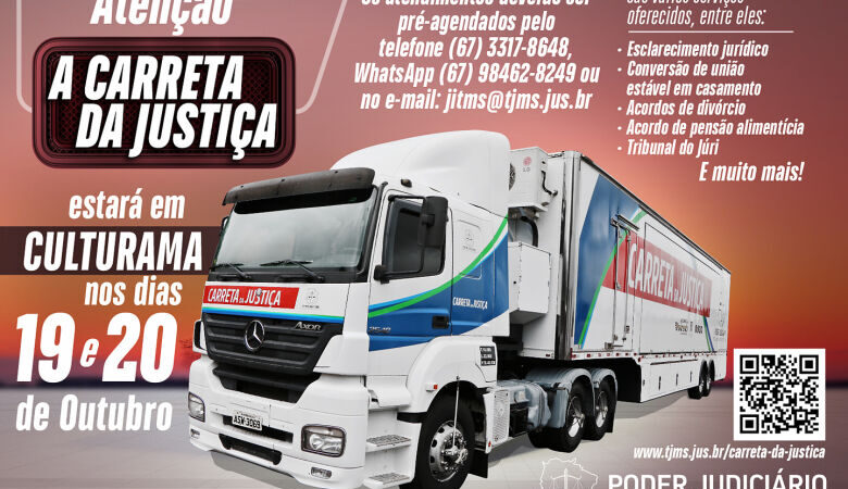 Carreta da Justiça leva atendimento hoje a moradores de Culturama