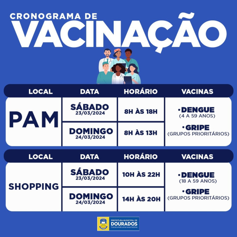 Fim de semana tem vacina contra dengue no PAM e no shopping