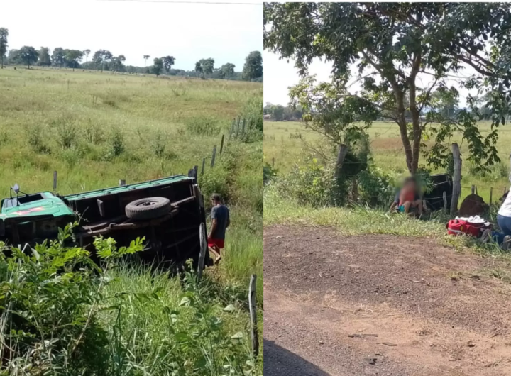 Duas pessoas ficam feridas após carreta ‘fechar’ caminhonete