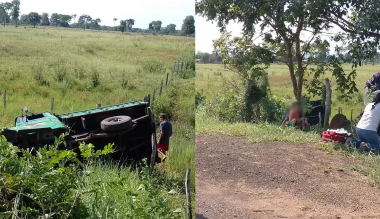 Duas pessoas ficam feridas após carreta ‘fechar’ caminhonete