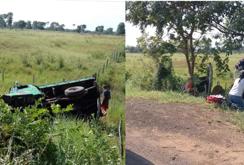 Duas pessoas ficam feridas após carreta ‘fechar’ caminhonete