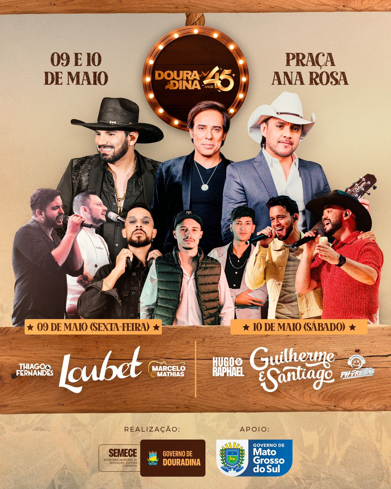 Douradina completa 45 anos de história com grandes shows com Loubet e Guilherme & Santiago