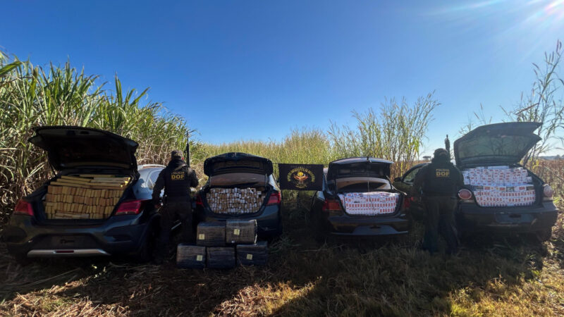 DOF intercepta 7 veículos carregados com droga e cigarros em rota compartilhada por facções