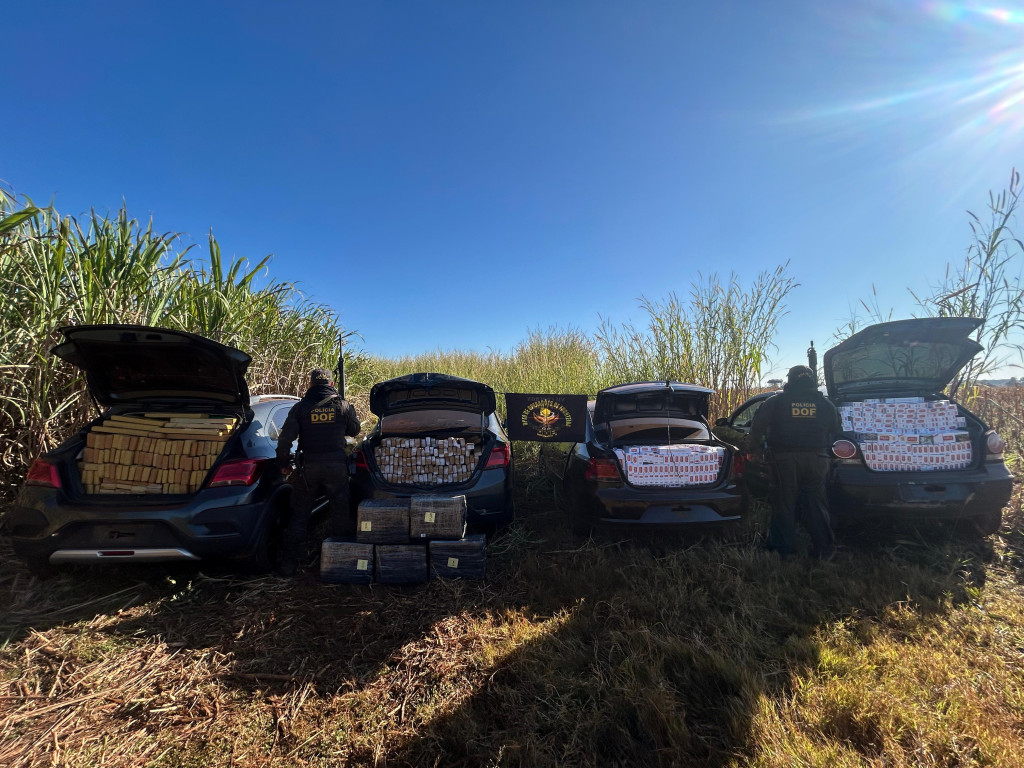 DOF intercepta 7 veículos carregados com droga e cigarros em rota compartilhada por facções