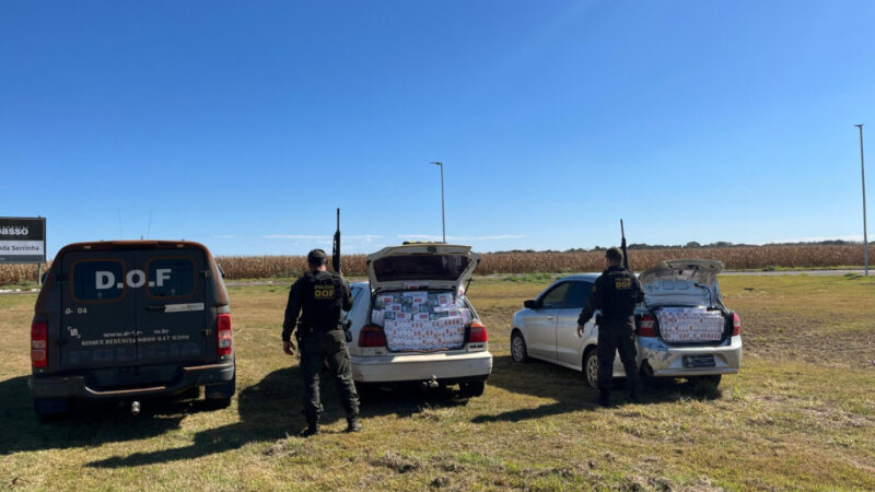 DOF apreende carros carregados de cigarros contrabandeados do Paraguai
