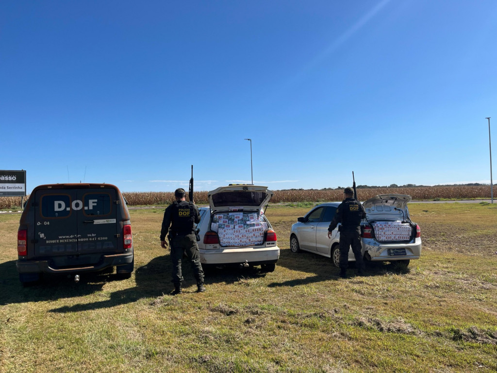 DOF apreende carros carregados de cigarros contrabandeados do Paraguai