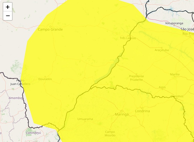 Inmet coloca Dourados e outras 54 cidades em alerta para ventos fortes até amanhã