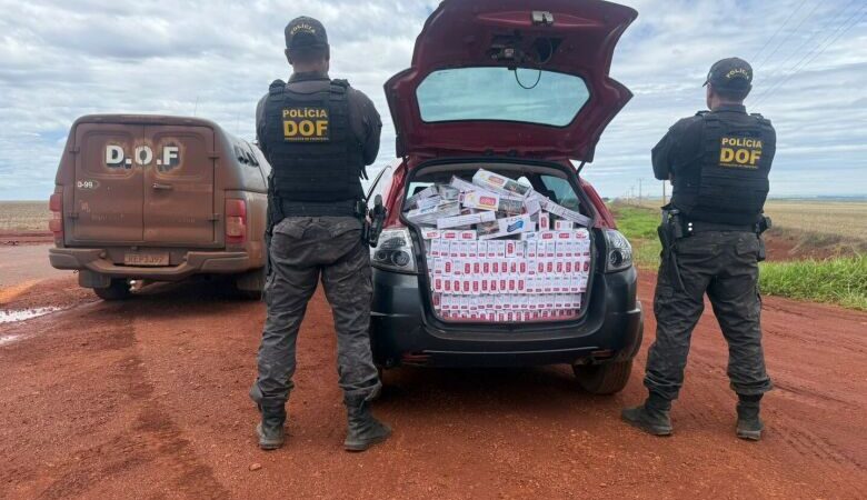 Após colisão, polícia encontra veículo abarrotado de cigarros