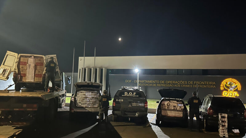Homem é preso em meio a comboio com 11 mil pacotes de cigarros paraguaios na BR-463