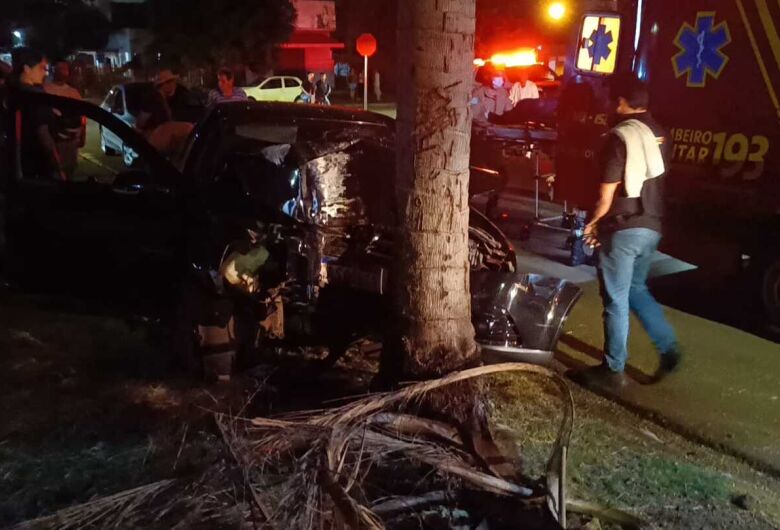 Motorista fica ferido após bater carro contra coqueiro em Dourados