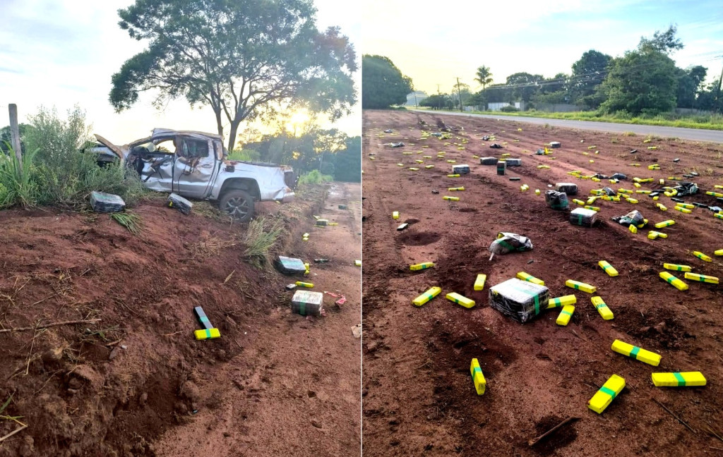 Condutor de caminhonete morre após capotar com 1,6 tonelada de maconha