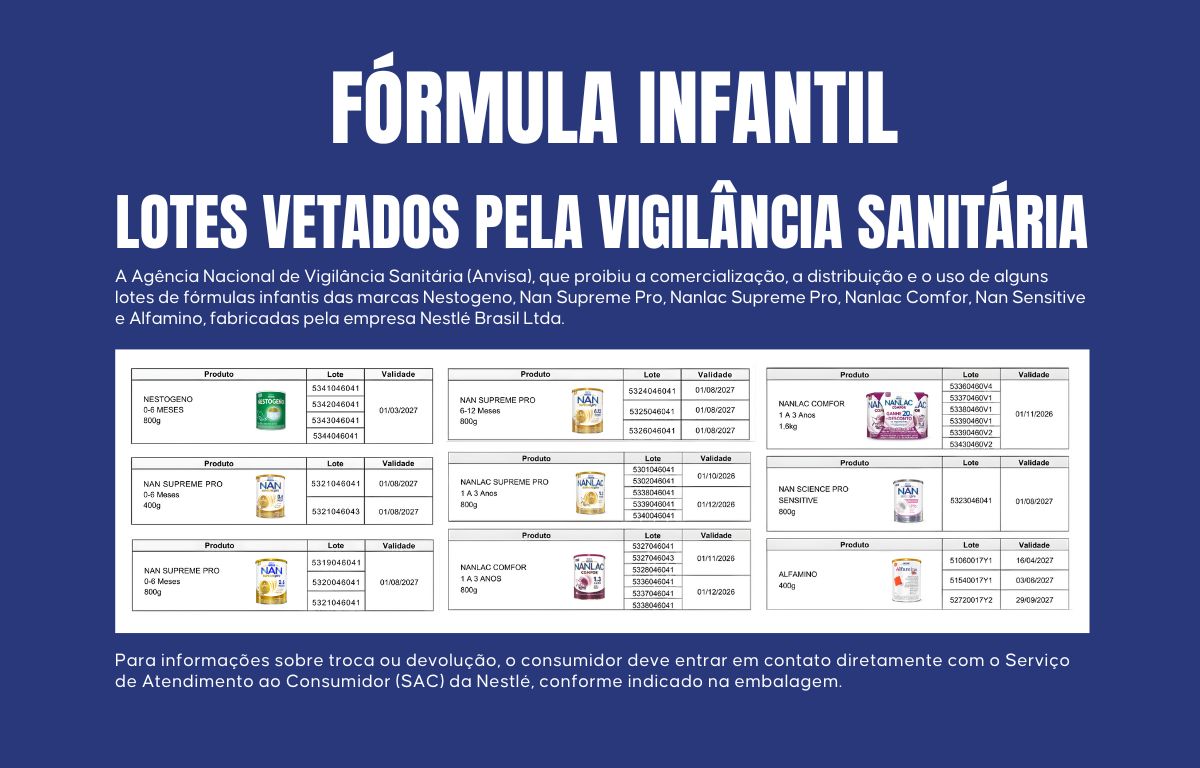 Prefeitura reforça fiscalização de fórmulas infantis da Nestlé barradas pela Anvisa