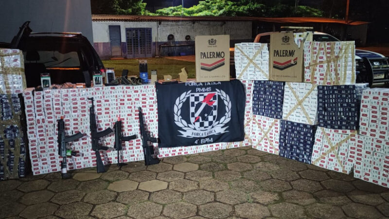 Polícia apreende cigarros e armamentos de airsoft na fronteira com o Paraguai