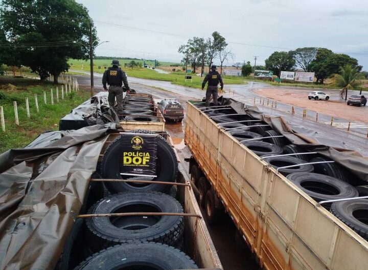 Carretas carregadas com mais de R$ 1 milhão em pneus são apreendidas na MS-164