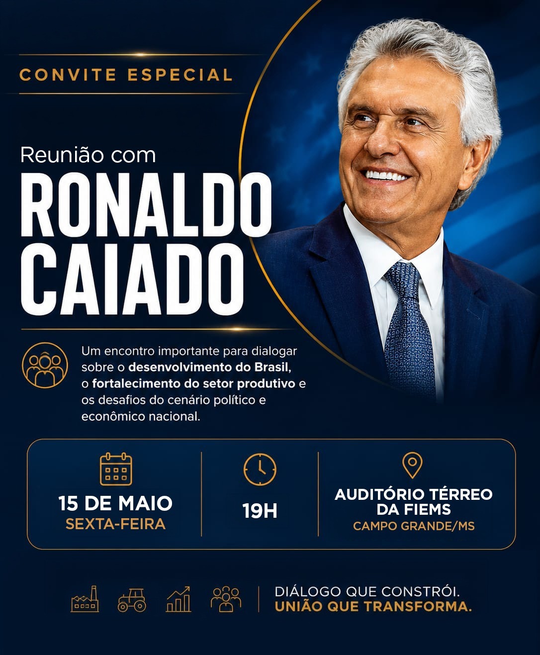 Ronaldo Caiado participa de encontro em Campo Grande para debater desenvolvimento econômico e cenário político