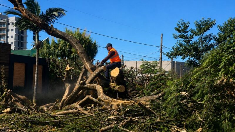 Prefeitura atua com rapidez após fortes chuvas e realiza remoção de árvores