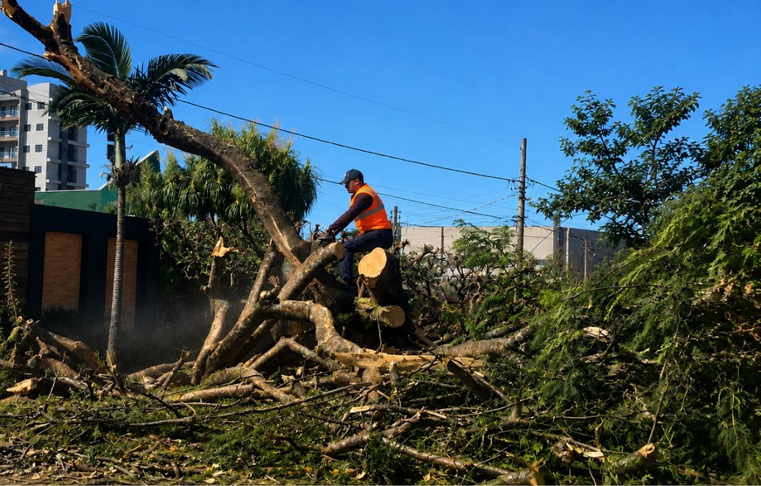 Prefeitura atua com rapidez após fortes chuvas e realiza remoção de árvores