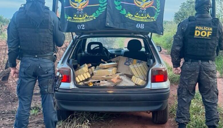 Quase 300 quilos de maconha são encontrados em carro atolado na BR-267