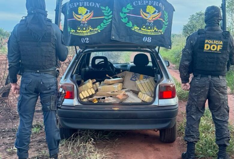 Quase 300 quilos de maconha são encontrados em carro atolado na BR-267
