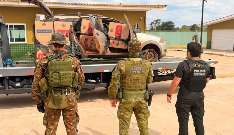 Carga de cigarros contrabandeados é apreendida na divisa entre MS e PR