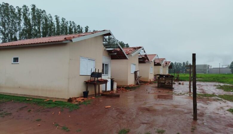 Prefeitura faz levantamento após temporal destelhar casas e derrubar árvores em Caarapó